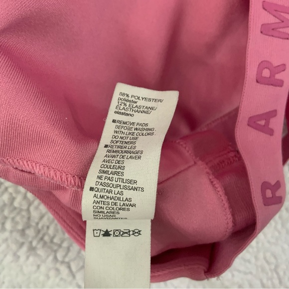 Under Armour Womens Medium Wordmark Strappy Sportlette Sport Bra Bralette Pink - Picture 7 of 8